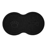 Tapete Comedouro Duplo Dog Patinha Osso Preto