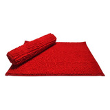 Tapete De Banheiro Macarrãozinho Bolinha Antiderrapante Cor Vermelho Liso