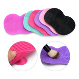 Tapete De Silicone Limpar Pincel Maquiagem Limpeza Pincéis Cor Roxo