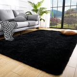 Tapete Decorativo Felpudo 2 00x1 50 Sala Quarto Escritório Cor Preto Pelo Alto Casa Laura Enxovais