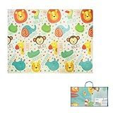 Tapete Dupla Face Dobrável Animais Impermeável 150 X 200 Cm Atividades Buba