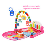 Tapete Ginásio De Atividades Musical Com Piano Interativo E Móbiles Para Bebê Colorbaby Circo Rosa