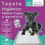 Tapete Higiênico Fralda Absorvente 80X60cm 50 Unidades Econômico P Cachorro Pet Envio Imediato