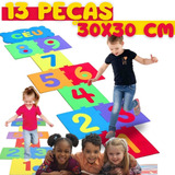 Tapete Infantil Kozi Amarelinha Eva 13 Pçs Grande 30x30cm Grosso 8mm Grande 2m Colorido Diversão Bebe Crianças Escolar
