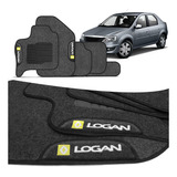 Tapete Logan 2009 A 2013 Carpete Preto Logo Bordado Renault