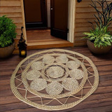 Tapete Mandala Palha Fibra Natural Artesanal Redondo 1 20