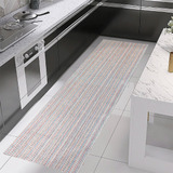 Tapete Passadeira Antiderrapante Cozinha 45 X 200 Arco iris Cor Bege cru Desenho Do Tecido Geométrico