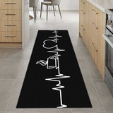 Tapete Passadeira Cozinha Coffee Lover Antiderrapante 120x40 Cor Preto Desenho Do Tecido Coffee Lovers