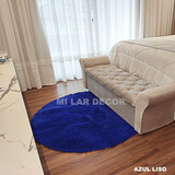 Tapete Peludo 0 80x0 80 Redondo Sala Quarto Rapido Cor Azul