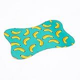 Tapete Pet Para Comedouro De Cachorro E Gato Jogo Americano Fixador Anti Derrapante Facil De Limpar Lavavel Bananas Verde Agua 