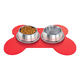 Tapete Pet Para Comedouro Tigela 50x30cm Vermelho Cães Gatos