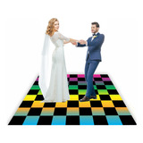 Tapete Pista De Dança Festas Xadrez Neon Dupla Face 2x2m
