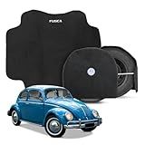 Tapete Porta Malas Para Fusca 1970 A 1995 Com Capa De Estepe Carpete Automotivo Jogo 2 Peças -Preto-