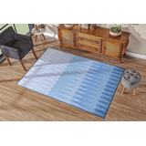 Tapete Sala 2 00 X 1 40 Moderno Antiderrapante Decorativo Comprimento 200 Cm Cor Azul Desenho Do Tecido Geométrica Largura 1400 Cm