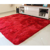 Tapete Sala 2 00x2 40 Peludo Felpudo 40mm Shaggy Luxo brinde Cor Vermelho