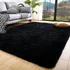Tapete Sala Quarto 1,00x1,50 Shaggy Luxuoso Peludo Fofinho Preto Casa Laura Enxovais
