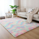 Tapete Sala Quarto Costa Oro Super Peludo 140 X 100 Shaggy Cor Tie dye Desenho Do Tecido Cor