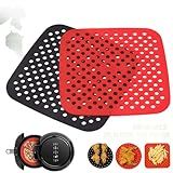 Tapete Silicone Air Fryer Tapete Protetor Fritadeira Antiaderente 21CM Quadrado Vermelho