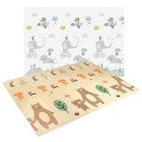 Tapete Térmico Infantil Atividades Dupla Face Dobrável Macio 8mm 150x200cm -Urso-Elefante-
