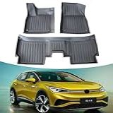 Tapetes De Chão Compatíveis Com Volkswagen ID 4 2021 2023 Todos Os Climas ID4 X Acessórios De Revestimento De Piso De Ajuste Personalizado 1 Fileira Conjunto Completo Para Volkswagen ID 4 X