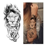 Tatuagem Fake Feminina Leão E Rosas