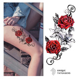 Tatuagem Falsa Temporaria Feminina Realista Rosas