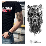 Tatuagem Falsa Temporária Masculina Homem Chapeu Tigre 3d