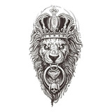 Tatuagem Falsa Temporária Masculina Realista Leão Coroa 3d