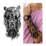 Tatuagem Temporária Masculina E Feminina Tigre 21x11 5cm