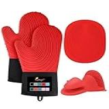 Tayfeim Luvas De Silicone Para Forno 5 Peças Conjunto De Pegadores De Panela Atualizados Resistentes Ao Calor 500F À Prova D Água Luvas De Forno Forradas De Algodão Sem Bpa Conjunto De Luvas De F