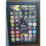 Tazos Pac Man Com Quadro E Vidro, Coleção Completa 40 Tazos 