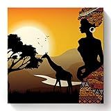 Teamery Kits De Pintura Por Números Para Mulheres Africanas Com Girafa Para Adultos Iniciantes Presente 50 8 Cm X 50 8 Cm DIY Pintura A óleo Em Tela Com Pincéis Para Decoração De Casa Parede Quarto