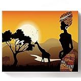 Teamery Kits De Pintura Por Números Para Mulheres Africanas Com Girafa Para Adultos Iniciantes Presente De 30 5 X 40 6 Cm Pintura A óleo Em Tela Com Pincéis Para Decoração De Parede De Casa E Quarto