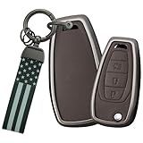 TECART Capa De Couro Para Chaveiro De Carro Adequada Para Chevrolet Cruz Cavalier Trax Trailblazer Capa Protetora Chaveiro Metal Chaveiro 3 Botões Bolsa De Chave Marrom