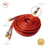 Tech One Svart Cabo Rca Prime Dupla Blindagem Cobre 5 Metros 5mm Vermelho