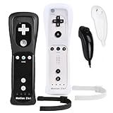 TechKen Motion Plus Wii Controller 2 Pacotes Com Controle Remoto Nunchucks Wii Compatível Com Nintendo Wii E Wii U Built In Motion Plus 