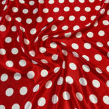 Tecido Cetim Estampado Poá Festas Fantasias 1 40m   1 50 Mts Cor Vermelho E Branco