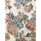 Tecido Estampado Jacquard Floral Vintage Salmão