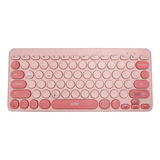 Teclado Bluetooth Retrô Rosa Abnt2 Tc510 Oex