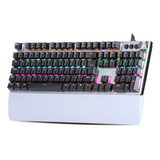 Teclado Gamer Mecânico Adamantiun Karambit T11 Switch Blue Qwerty Português Brasil Cor Preto E Cinza Leds Rainbow Com Fio Usb