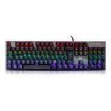Teclado Gamer Mecânico Adamantiun Shuriken T10 Switch Blue Removível Qwerty Português Brasil Cor Preto E Cinza Leds Rainbow Usb Com Fio