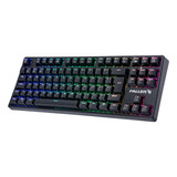 Teclado Gamer Mecânico Fallen Pantera Preto Led Rgb Tkl Blue Switch Azul