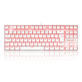 Teclado Gamer Redragon Kumara Qwerty Outemu Blue Português Brasil Cor Branco Com Luz Vermelho