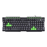 Teclado Gamer Vinik Qwerty Português Brasil Cor Preto E Verde