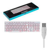 Teclado Gamer Vx Gaming Hydra Branco Abnt2 Multimidia Led