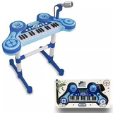 Teclado Infantil Piano Eletronico C Microfone E Luz Azul