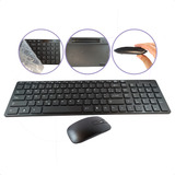 Teclado Mouse Escritório Sem Fio Wireless Fino Slim Preto