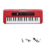 Teclado Musical Piano Eletrônico Profissional Com Sintetizador De Microfone Para Música De 37 Teclas (size : Crimson)