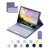 Teclado Redondo E Mouse Com Capa Para iPad 9 8 7 Geração