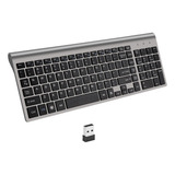 Teclado Sem Fio 2 4g Ultra Fino Compacto Ferro Cinzento